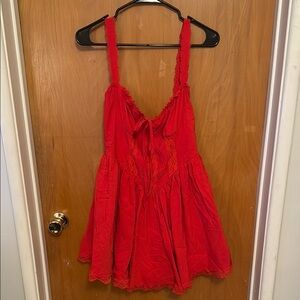 Red Lace Trim Dress